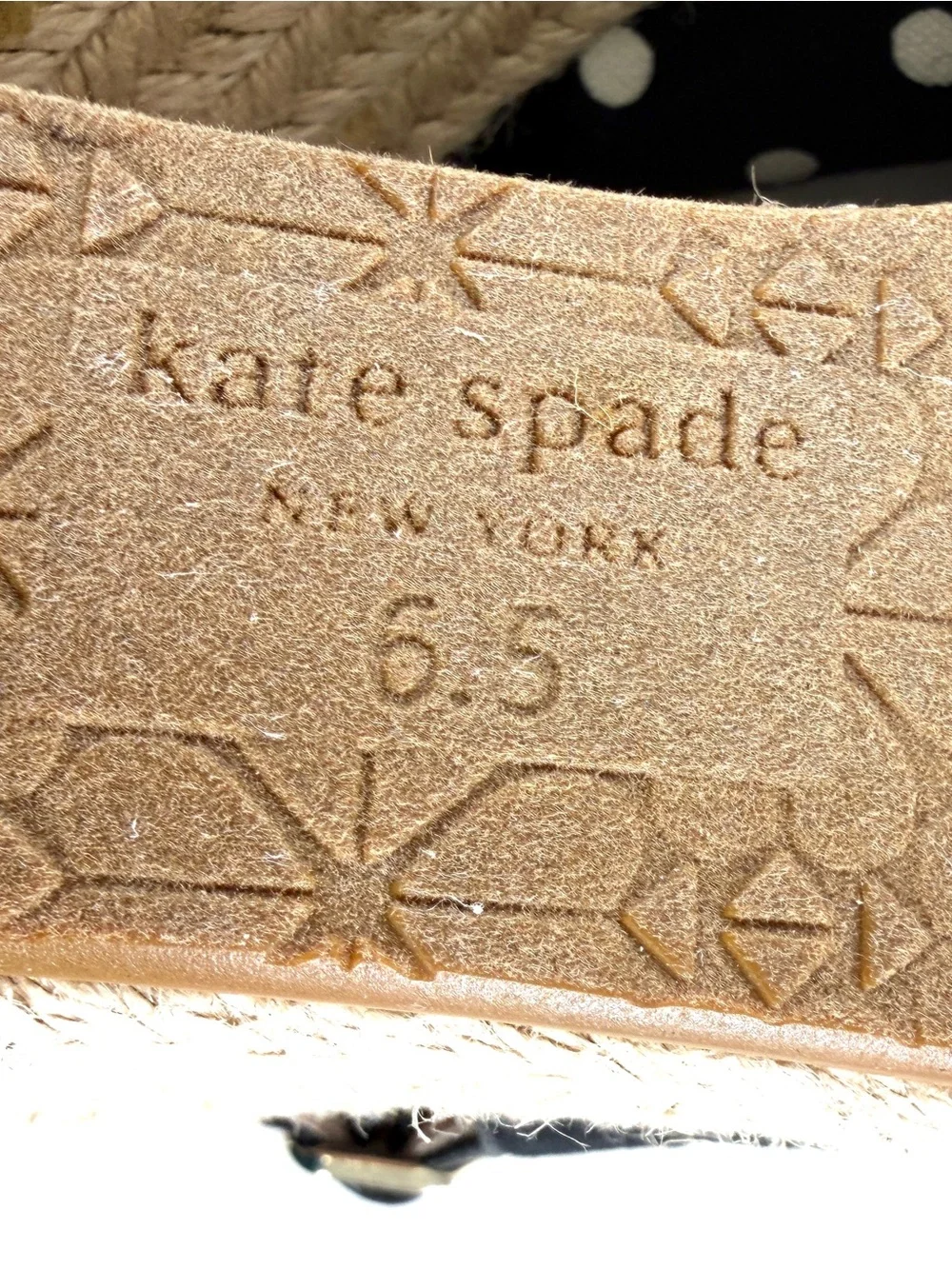 KATE SPADE Panama Women Size 6.5 Black White Polka Dot Espadrille Wedge Shoe - Picture 9 of 9